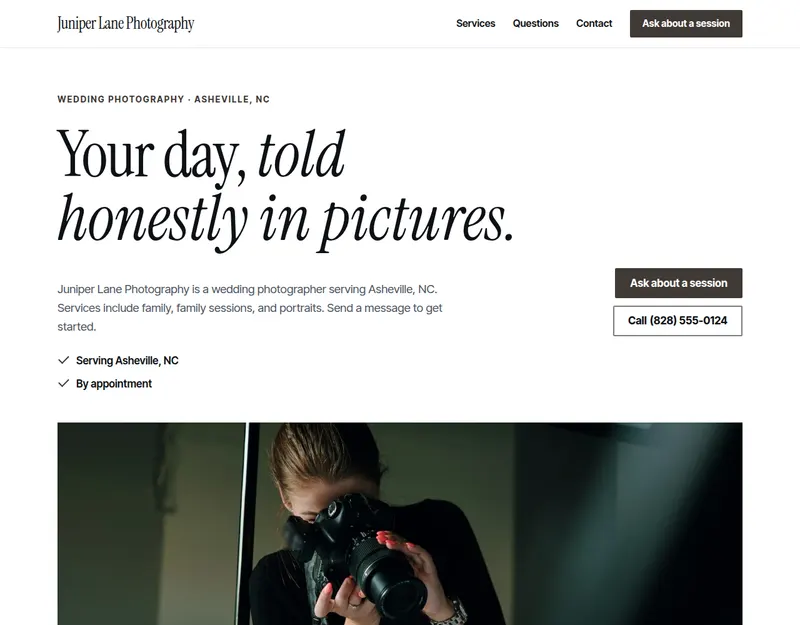 The Folio design on a made-up business