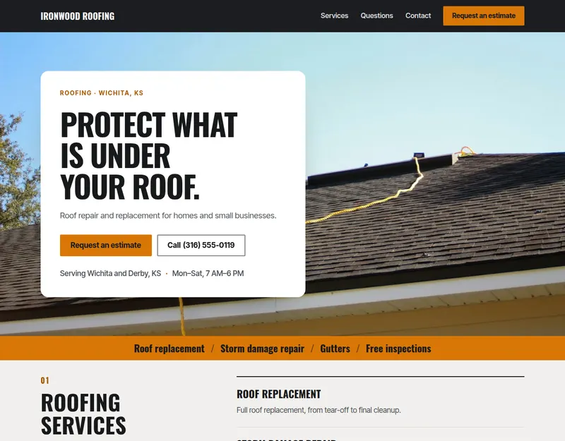 The Ironclad design on a made-up business