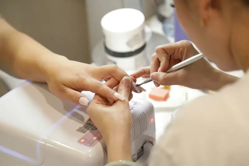 A bridal manicure the morning of a wedding