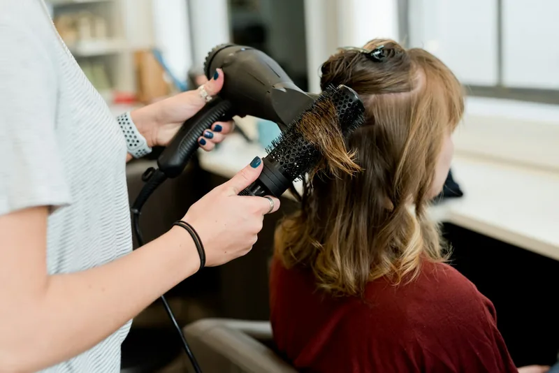 A blow-dry with a round brush after a cut